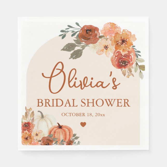 Falla för Boho Terrakotta Pumpa Bröllopsdusch Pappersservett (Framsidan)