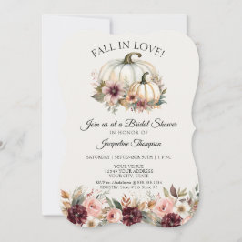 Falla för burgundiska blomsterrosor bröllopsdusch inbjudningar