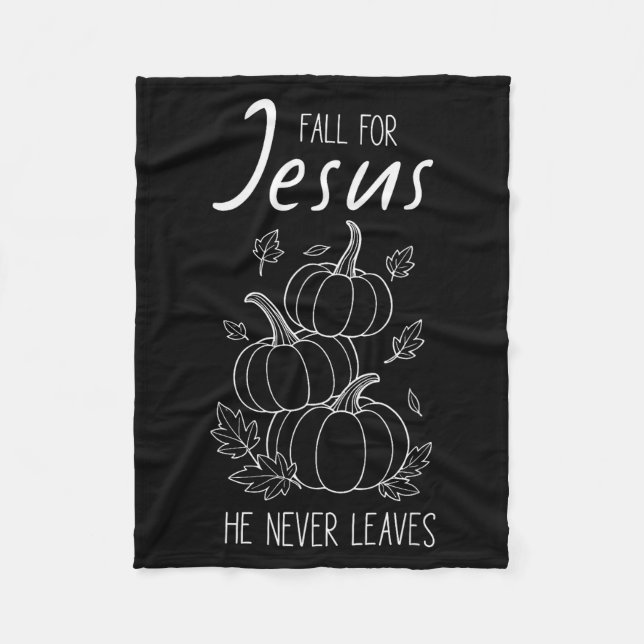 Falla för Jesus Han Lämnar Aldrig Kristna Pumpa A Fleecefilt (Framsidan)