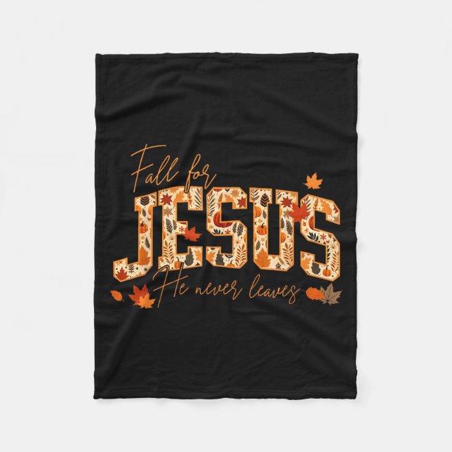 Falla för Jesus han lämnar aldrig Löv Höst Chris Fleecefilt (Framsidan)