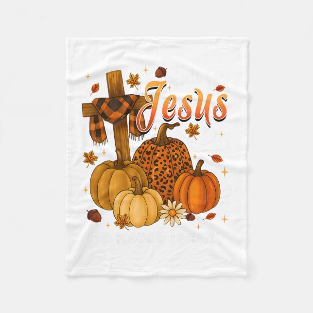 Falla för Jesus han lämnar aldrig Löv Höst Chris Fleecefilt (Framsidan)