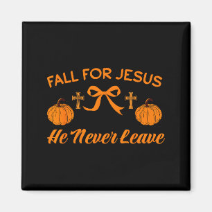 Falla för Jesus Han Lämnar Aldrig Söt Liten Pumpa Magnet