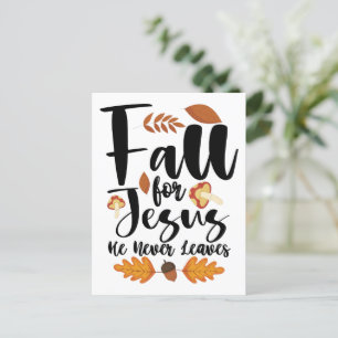 Falla för Jesus han lämnar aldrig tackdagen Kristu Vykort