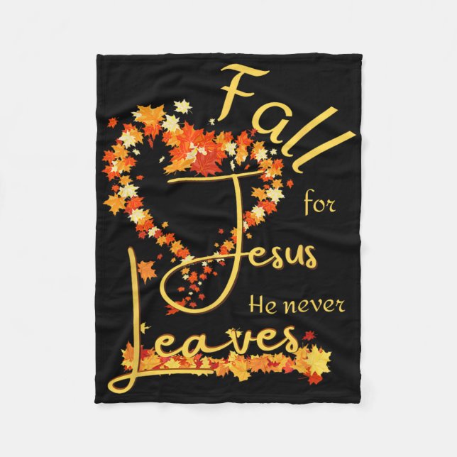 Falla för Jesus han lämnar aldrig Tacksam Salig Ha Fleecefilt (Framsidan)