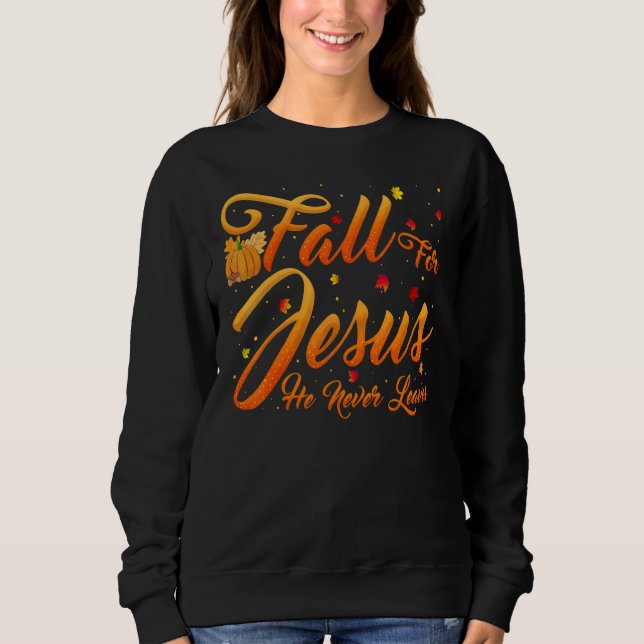 Falla för Jesus han lämnar aldrig Thanksgiving Pum T Shirt (Framsida)