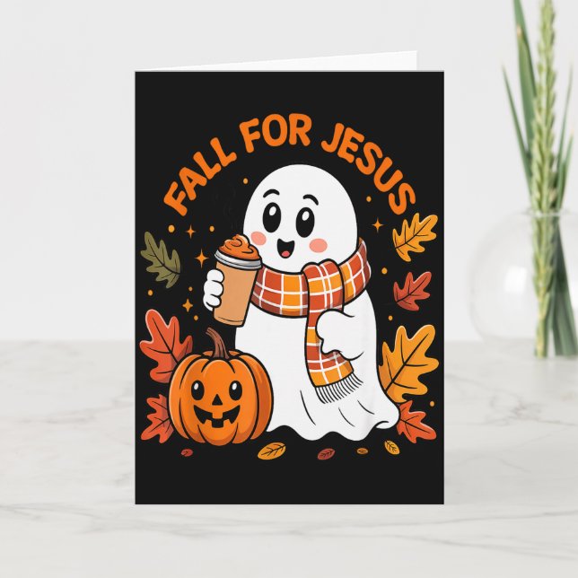 Falla för Jesus Kristet Höst Söt Spöklik Pumpa Kort (Framsida)