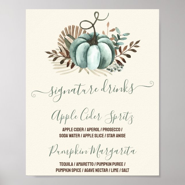 Falla för kärlek, Blå Pumpa Dusch Signaturdrycker Poster (Framsidan)