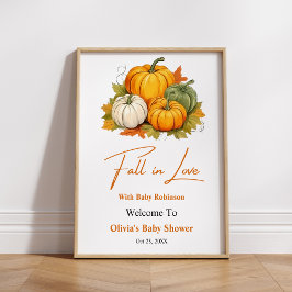 Falla för kärlek Pumpa Baby Shower Välkommen Poster
