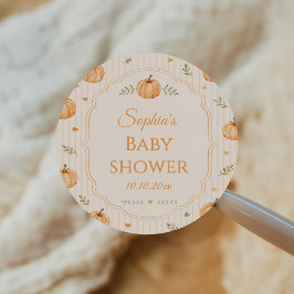 Falla för kärlek Pumpa Bebis Shower Runt Klistermärke