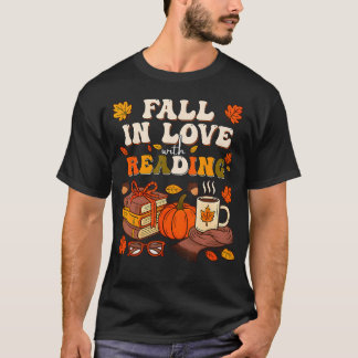 Falla för läsning Höst Bibliotekarie Söt Bo T Shirt