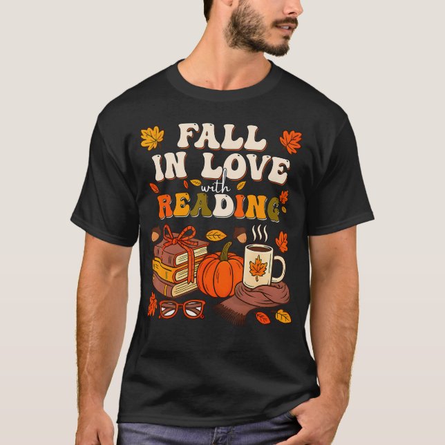 Falla för läsning Höst Bibliotekarie Söt Bo T Shirt (Framsida)