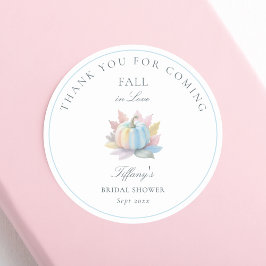 Falla för pastellblå pumpa bröllopsdusch runt klistermärke