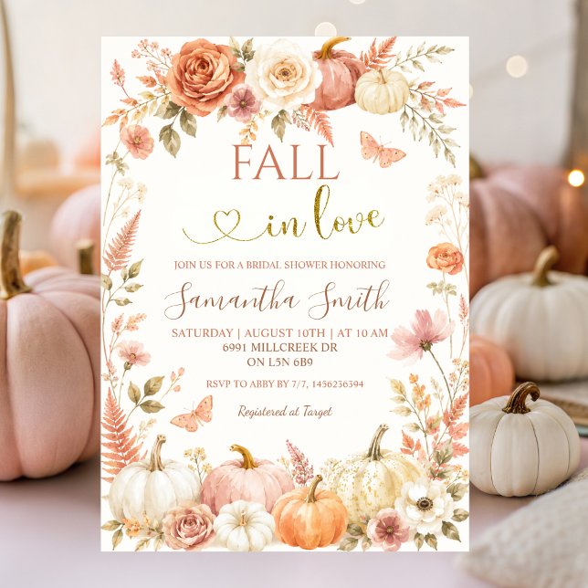 Falla för Pumpkin Boho Blommig Bröllopsfest Inbjudningar (Skapare uppladdad)