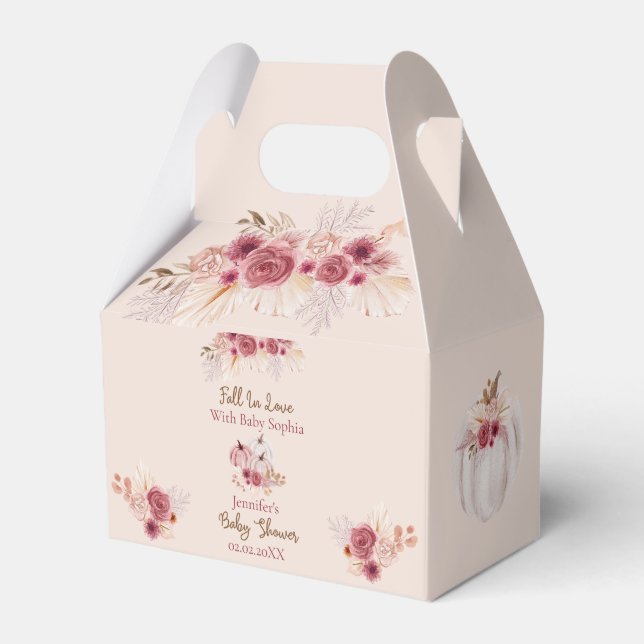 Falla för Rustic Rosa Pumpa Baby Shower Presentaskar (Framsidan Sidan)
