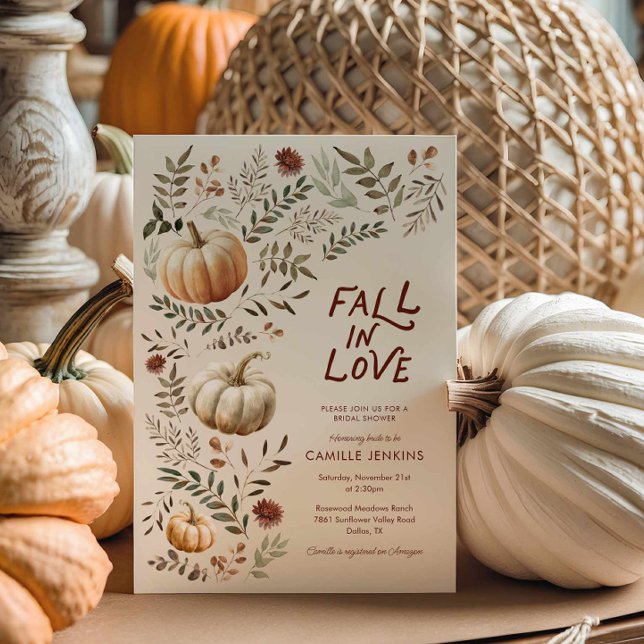 Falla för rustik höstbröllopsfest inbjudningar (Rustic Fall in Love Bridal Shower Invitation)