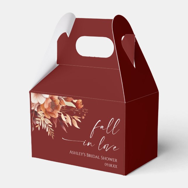 Falla för rustika burgunderröda blombröllopsdusch presentaskar (Framsidan Sidan)