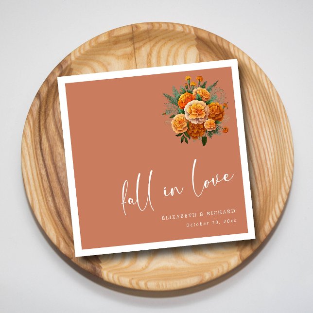 Falla för varandra på Terrakotta: Unik bröllopsskr Pappersservett (Fall in Love on Terracotta: Unique Script Wedding Napkins)