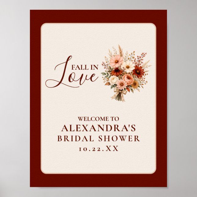Falla för vild blommande floral Boho bröllopsdusch Poster (Framsidan)
