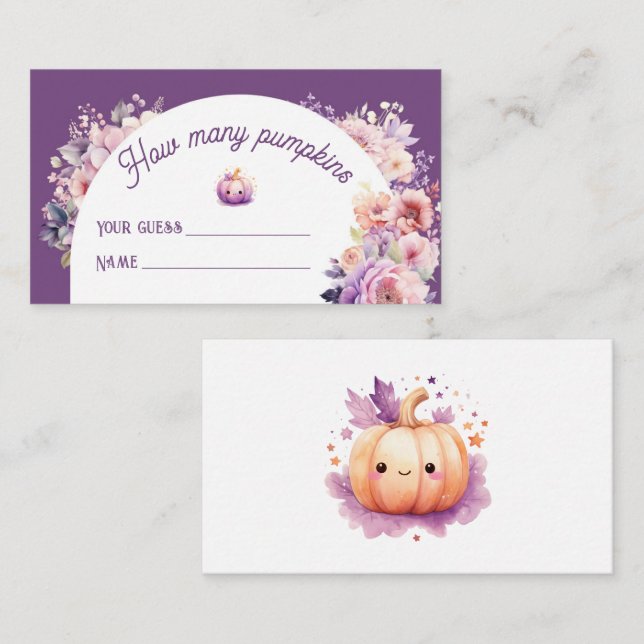 Falla förälskad gissa hur många pumpor baby shower tilläggskort (Fram/baksida)