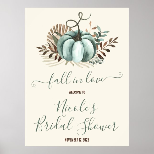 Falla i kärlek, Blå pumpa, Bröllopsdusch med bloms Poster (Framsidan)