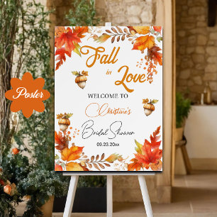 Falla i kärlek Boho Blommig Bröllopsdusch Välkomme Poster