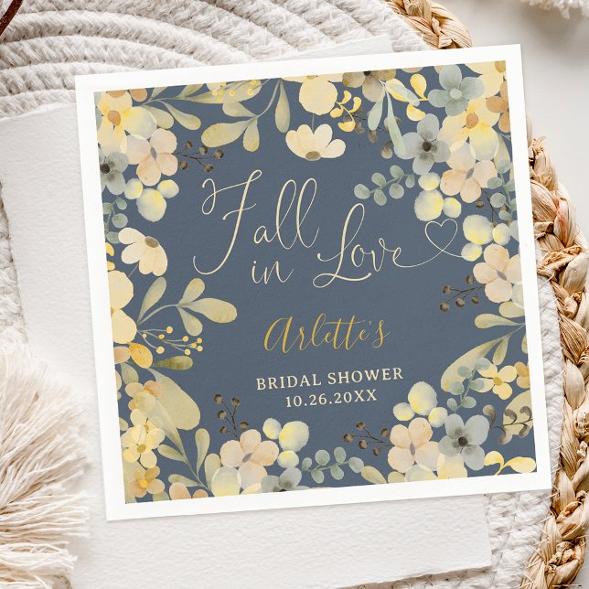 Falla i kärlek boho blommig höst chic bröllopsdusc pappersservett (Fall in love boho floral autumn chic bridal shower napkins)