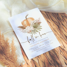 Falla i kärlek | Boho Pampas & Pumpkin Bröllopsdus Inbjudningar