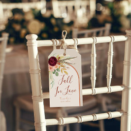 Falla i kärlek Boho Rost Båg Pampas Blommig Bröllo Presentetikett