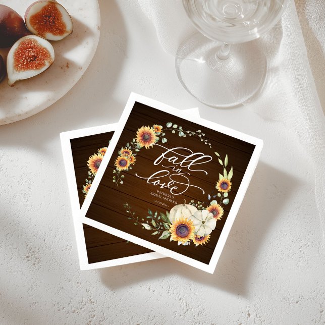 Falla i kärlek Grönska Solrosor Bröllopsdusch Pappersservett (Skapare uppladdad)