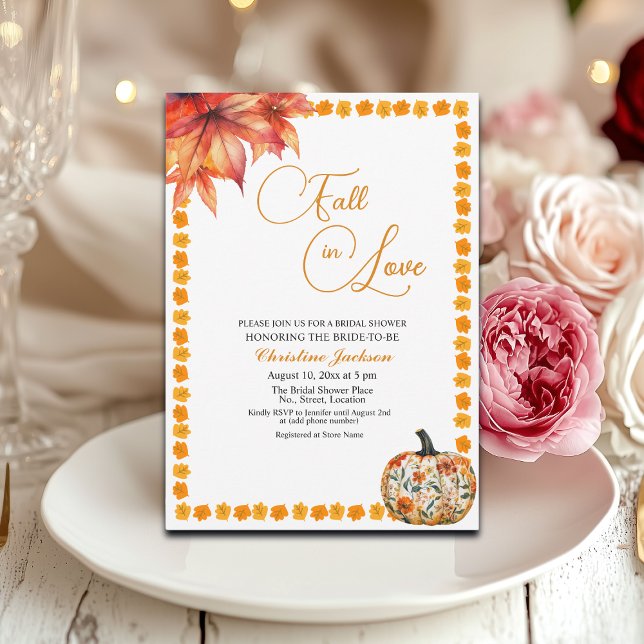 Falla i kärlek Höstblomma Pumpa Bröllopsdusch Inbjudningar (Skapare uppladdad)