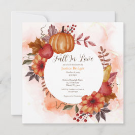 Falla i kärlek Höstpumpa Rustik bröllopsdusch Inbjudningar