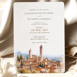 Falla i kärlek med San Gimignano Italien Bröllop Inbjudningar