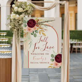 Falla i kärlek Pampas Blommig Bröllops Shower Välk Poster