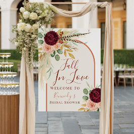 Falla i kärlek Pampas Blommig Bröllopsdusch Välkom Poster