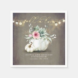 Falla i kärlek rosa blommiga pumpor Elegant rustik Pappersservett