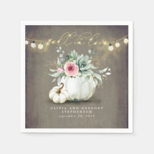 Falla i kärlek rosa blommiga pumpor Elegant rustik Pappersservett