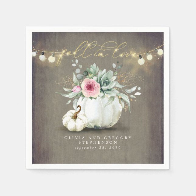 Falla i kärlek rosa blommiga pumpor Elegant rustik Pappersservett (Framsidan)