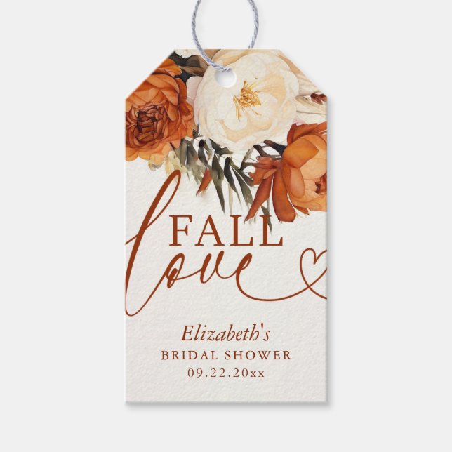 Falla i kärlek Terrakotta Pampas Boho Bröllopsdusc Presentetikett (Framsidan)