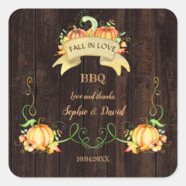 Falla kärlek i vattenfärg Pumpa Gammal lada BBQ Fyrkantigt Klistermärke