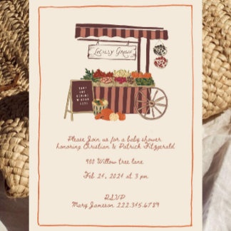 Falla Lokalt Odlad Baby Shower Inbjudan | Bonde
