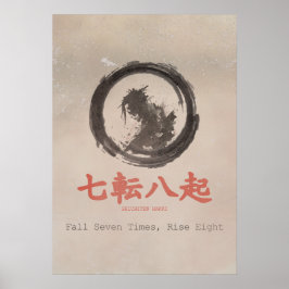 Falla Sju Gånger Stiga Åtta Zen Karate Dojo Konst Poster