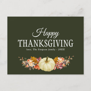 falla skörd blommigt happy thanksgiving hälsning helg vykort