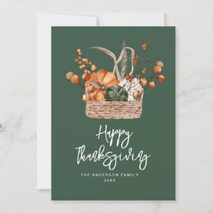 falla skörd grönt happy thanksgiving julkort