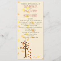 falla träd, höstbrunt löv bröllopsprogram