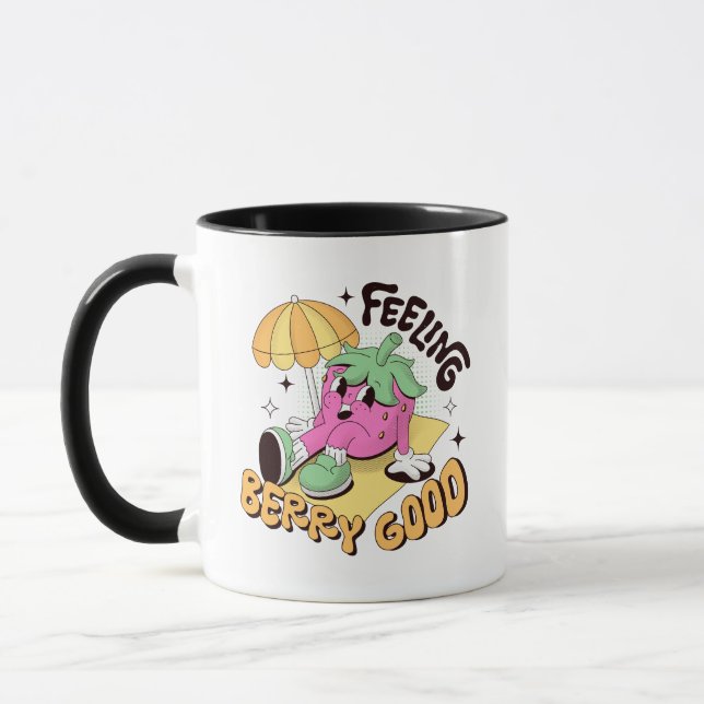 Fällande Berry Bra Positivity Retro Design Mugg (Vänster)