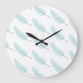 Fallande blå ludd Mönster Modern Stor Klocka