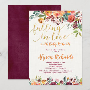 Fallande blom- lantlig baby shower för förälskad inbjudningar