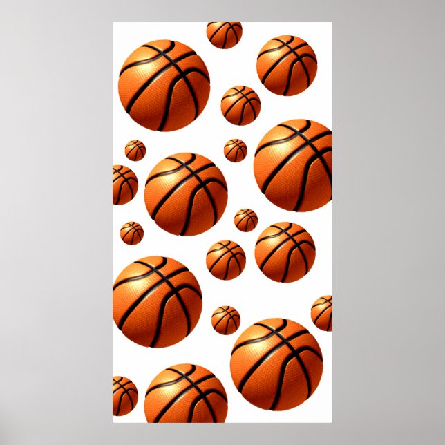 Fallande Bollar Motiv Basketball Artwork Poster (Framsidan)