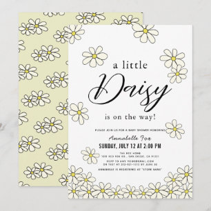 Fallande Daisy Vit Blommigt Babykläder Inbjudningar
