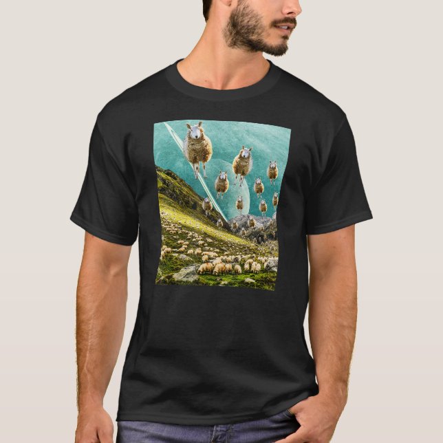 Fållande fjällfunny Surreal Art Collage T Shirt (Framsida)